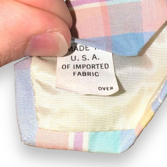 70s Pendleton Pastel Check Cotton Neck Tie - Picture 5 of 6